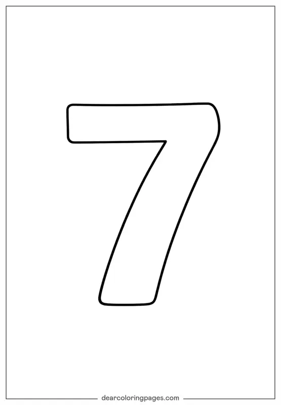 Número Dibujo para Colorear - Número 7 Dibujo para Colorear