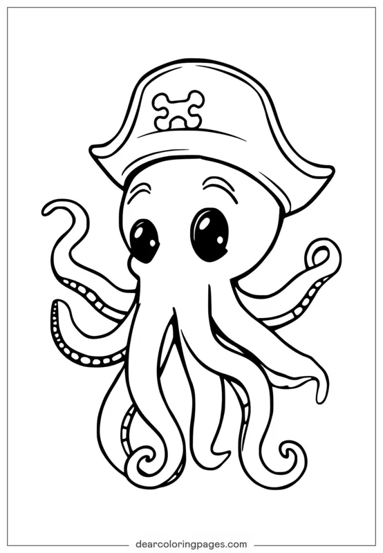 Polpo dei Cartoni Animati con Cappello da Pirata