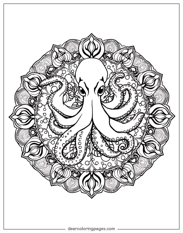 Mandala Dibujo para Colorear - Mandala de pulpo