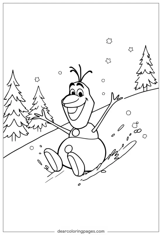 Olaf di Frozen scivola giù dalla collina