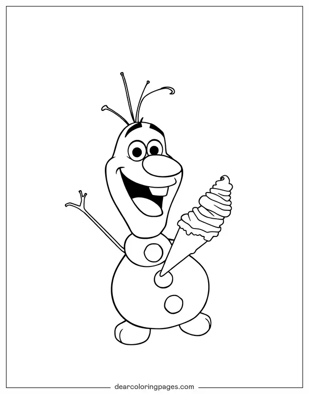 Gelato Disegno da Colorare - Olaf che mangia gelato