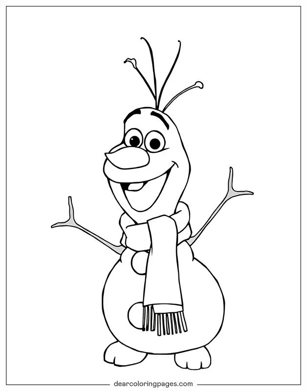 Invierno Dibujo para Colorear - Olaf con bufanda
