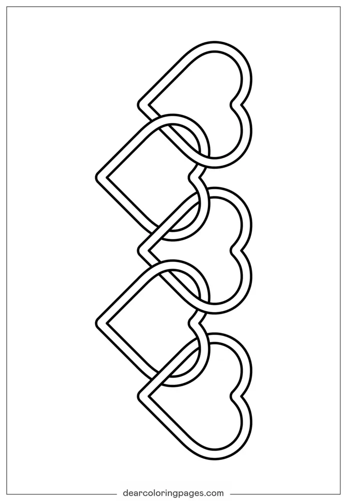 Olympic‑Style Interlocking Heart Rings Coloring Page