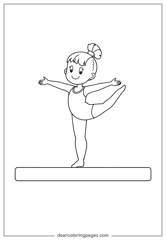 Olímpico Dibujo para Colorear - Gimnasia en Barra de Equilibrio Olímpica