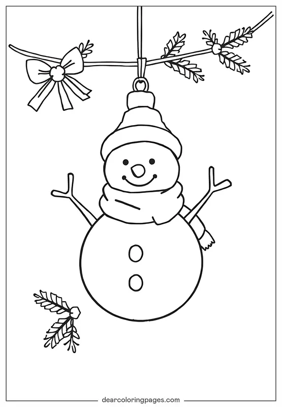 Ornament Coloring Page - Coloring Page of Snowman Ornament