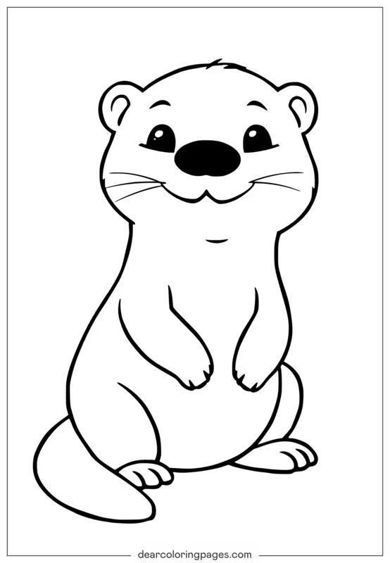 Disegno da Colorare di un Carino Cucciolo di Lontra