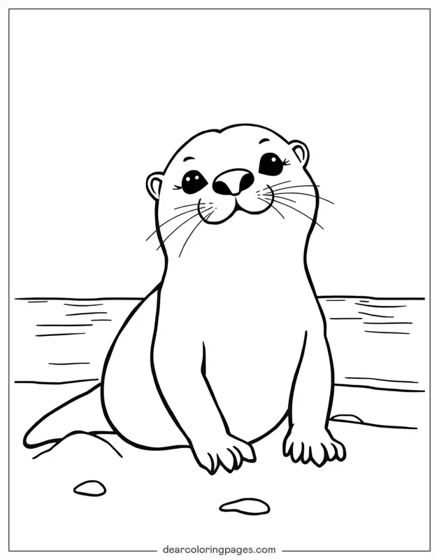 Nutria Dibujo para Colorear - Nutria en la playa