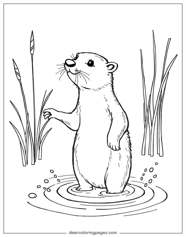 Nutria Dibujo para Colorear - Nutria de pie sobre patas traseras