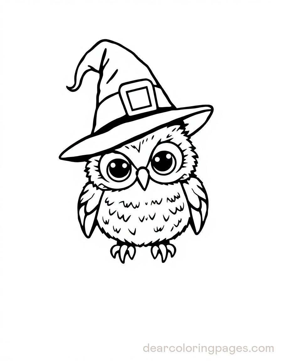 Owl Wearing Witch Hat