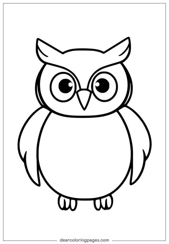 Easy Owl Coloring Page for Preschoolers