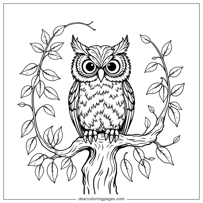 Decorative Owl Portrait Coloring Page