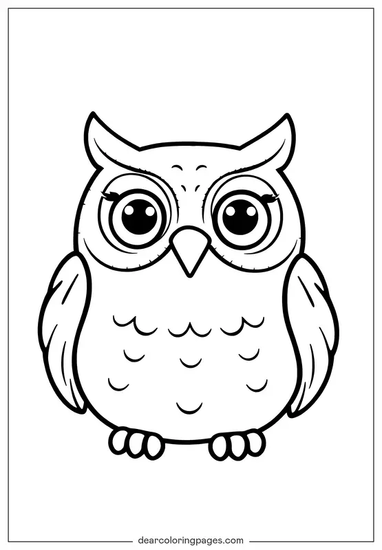 Coloring Page of Simple Line Art Owl for Kids