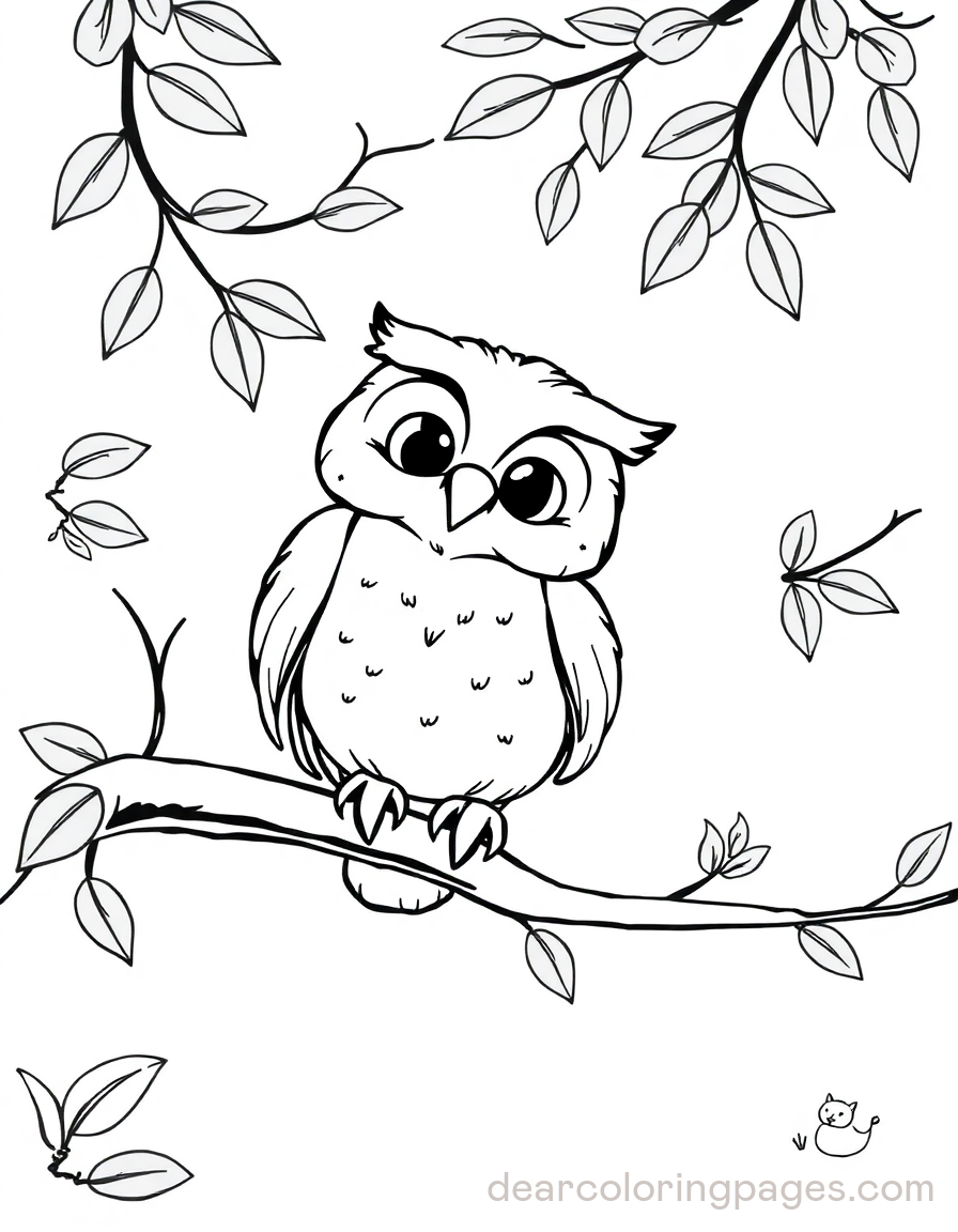 Cute Owl on a Branch