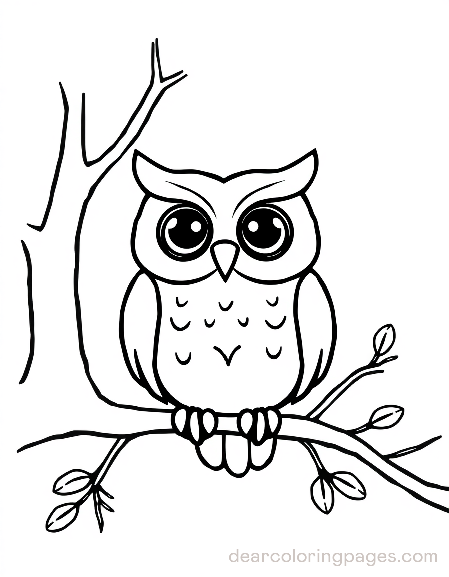 Simple Line Drawing of Owl Coloring Page