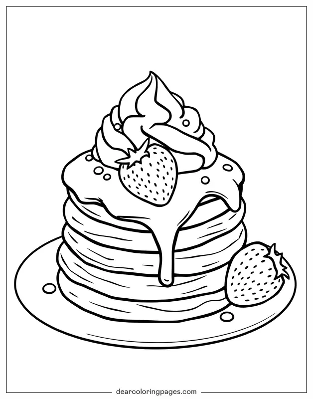 Pancake With Whipped Cream and Strawberries