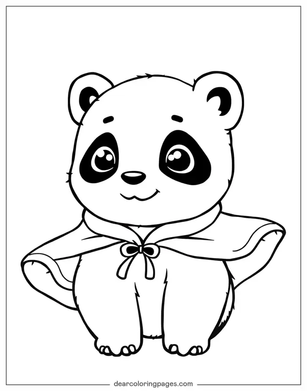 Panda Coloring Page - Panda Wearing Cape