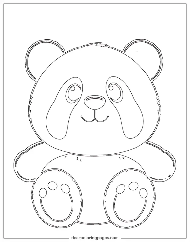 Panda Coloring Page - Panda Plush Toy