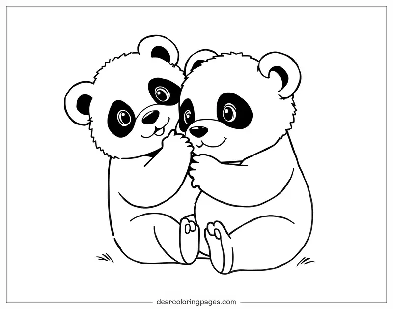 Panda Coloring Page - Two Baby Pandas