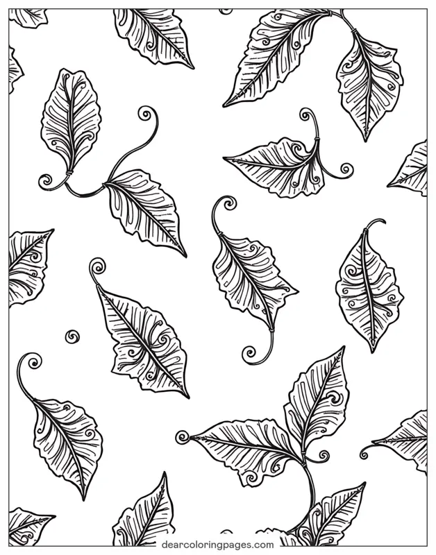 Patrón Dibujo para Colorear - Patrones de hojas