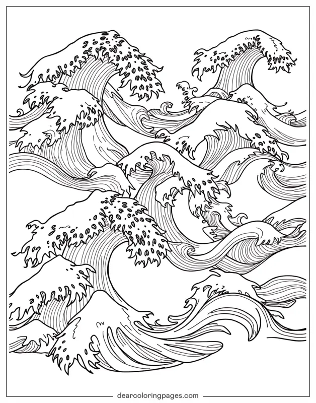Patrón Dibujo para Colorear - Patrones de Olas