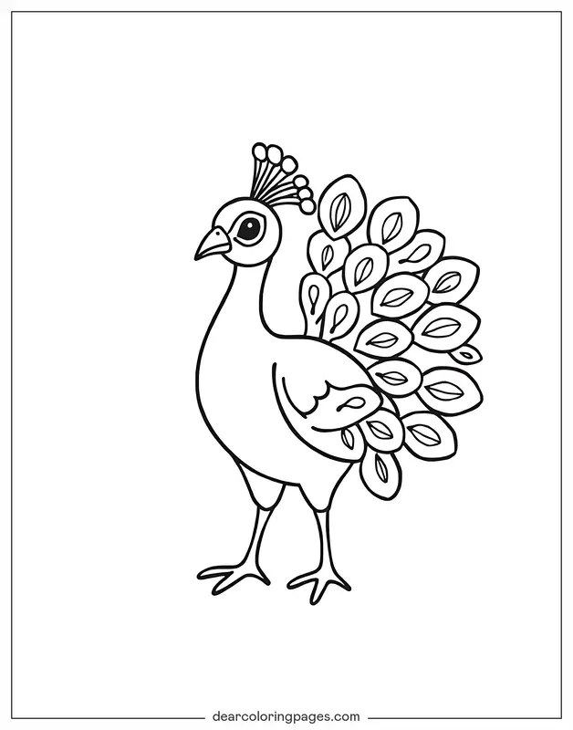 Peacock Coloring Page - Simple Line Peacock