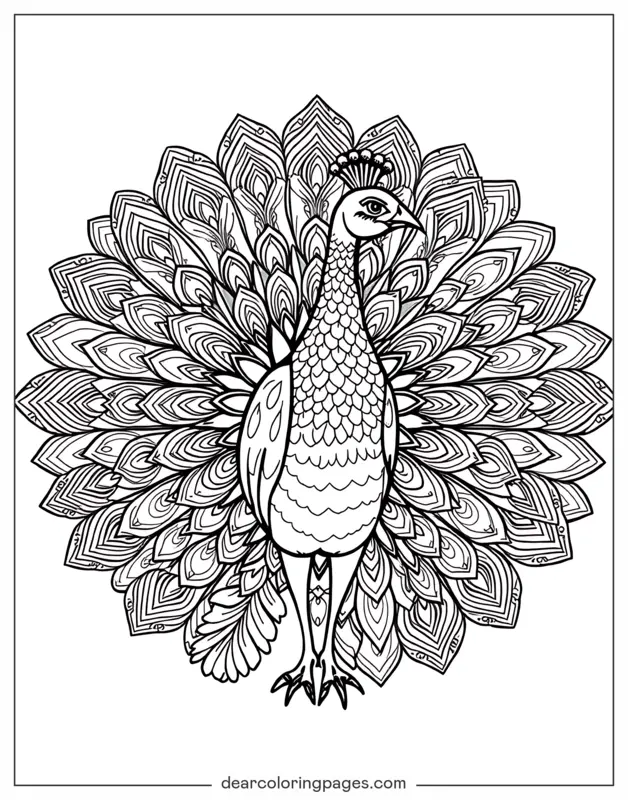 Peacock Coloring Page - Peacock Mandala