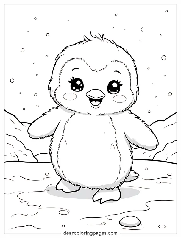 Penguin Coloring Page - Cute Penguin Coloring Page for Kids