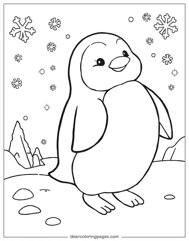 Penguin Coloring Page - Chubby Penguin
