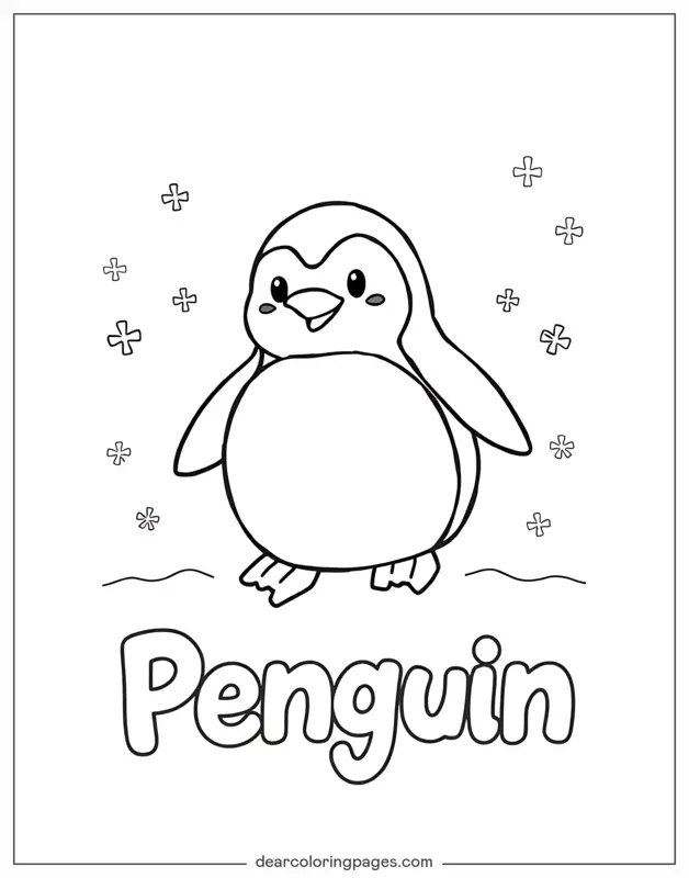 Penguin Coloring Page - Penguin With Text