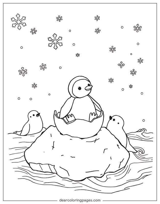Penguin Coloring Page - Penguin Hatching