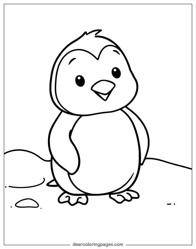 Penguin Coloring Page - Cartoon Penguin