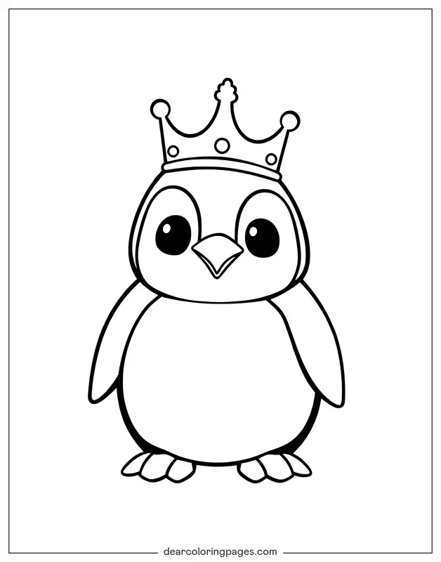 Penguin Coloring Page - Penguin Wearing Crown