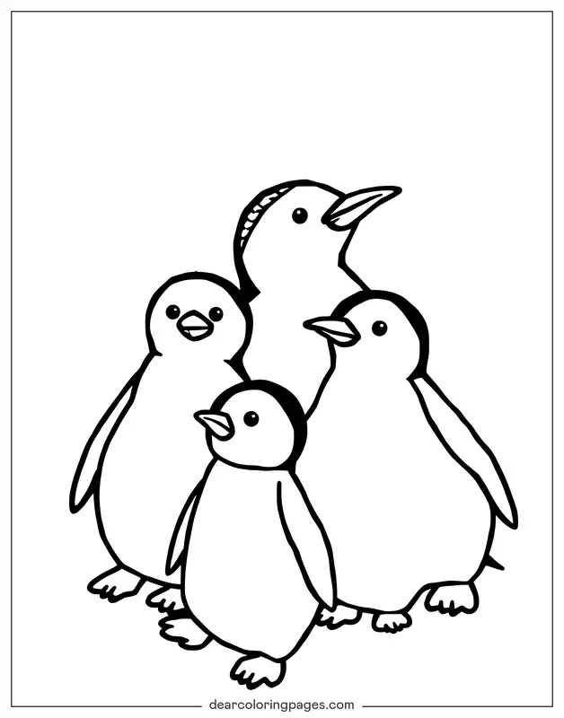 Penguin Coloring Page - Penguin Family