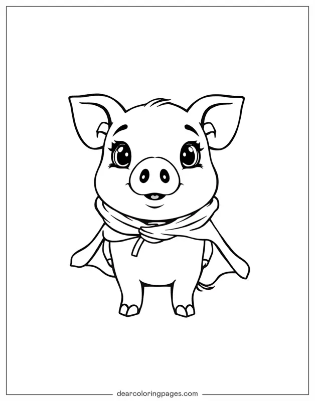 Cerdo Dibujo para Colorear - Cerdo con capa