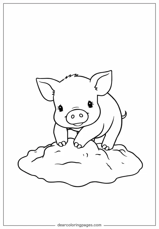Cerdo Dibujo para Colorear - Dibujo para Colorear de Cerdito Juguetón