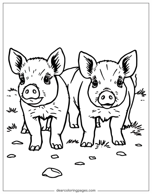 Cerdo Dibujo para Colorear - Lechones