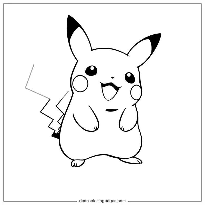 Pikachu Dibujo para Colorear - Pikachu feliz