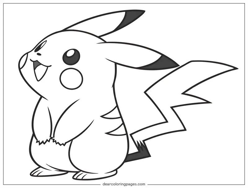 Pikachu Dibujo para Colorear - Arte Lineal Simple Pikachu Dibujo para Colorear