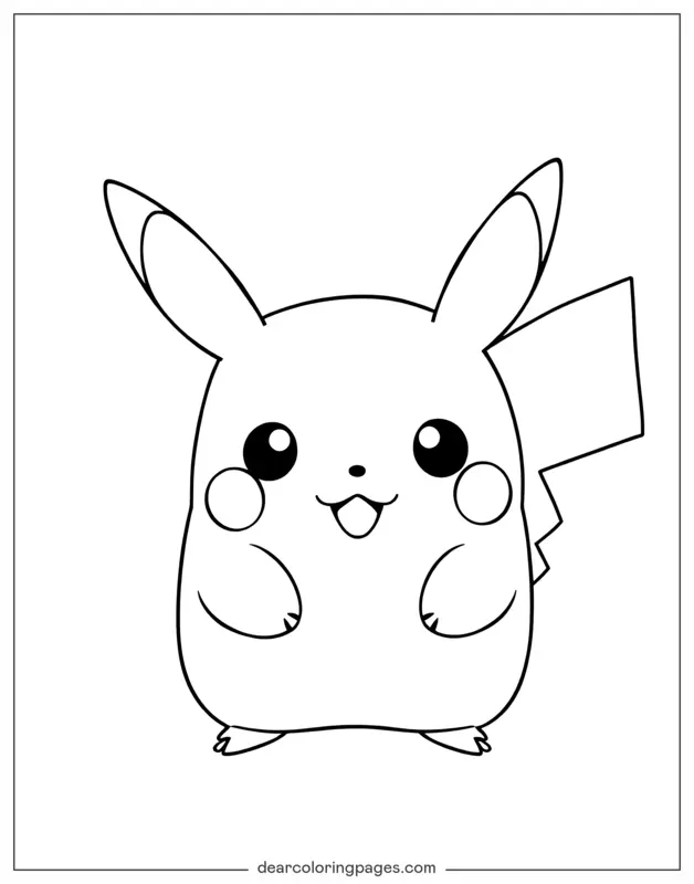Pikachu Dibujo para Colorear - Contorno simple de Pikachu