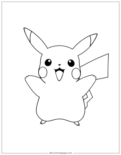 Pikachu Dibujo para Colorear - Pikachu Lindo Dibujo para Colorear