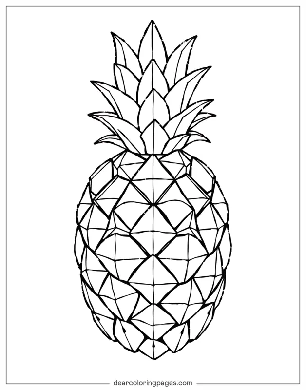 Pineapple Coloring Page - Mosaic Pineapple