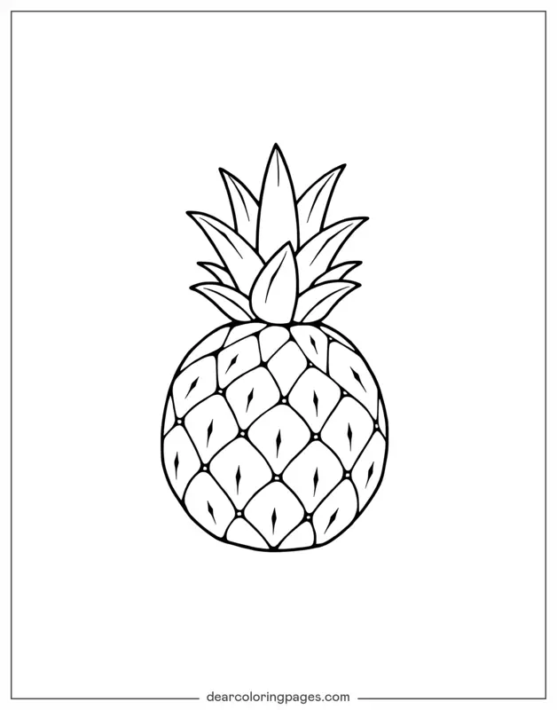 Pineapple Coloring Page - Simple Pineapple Line Art
