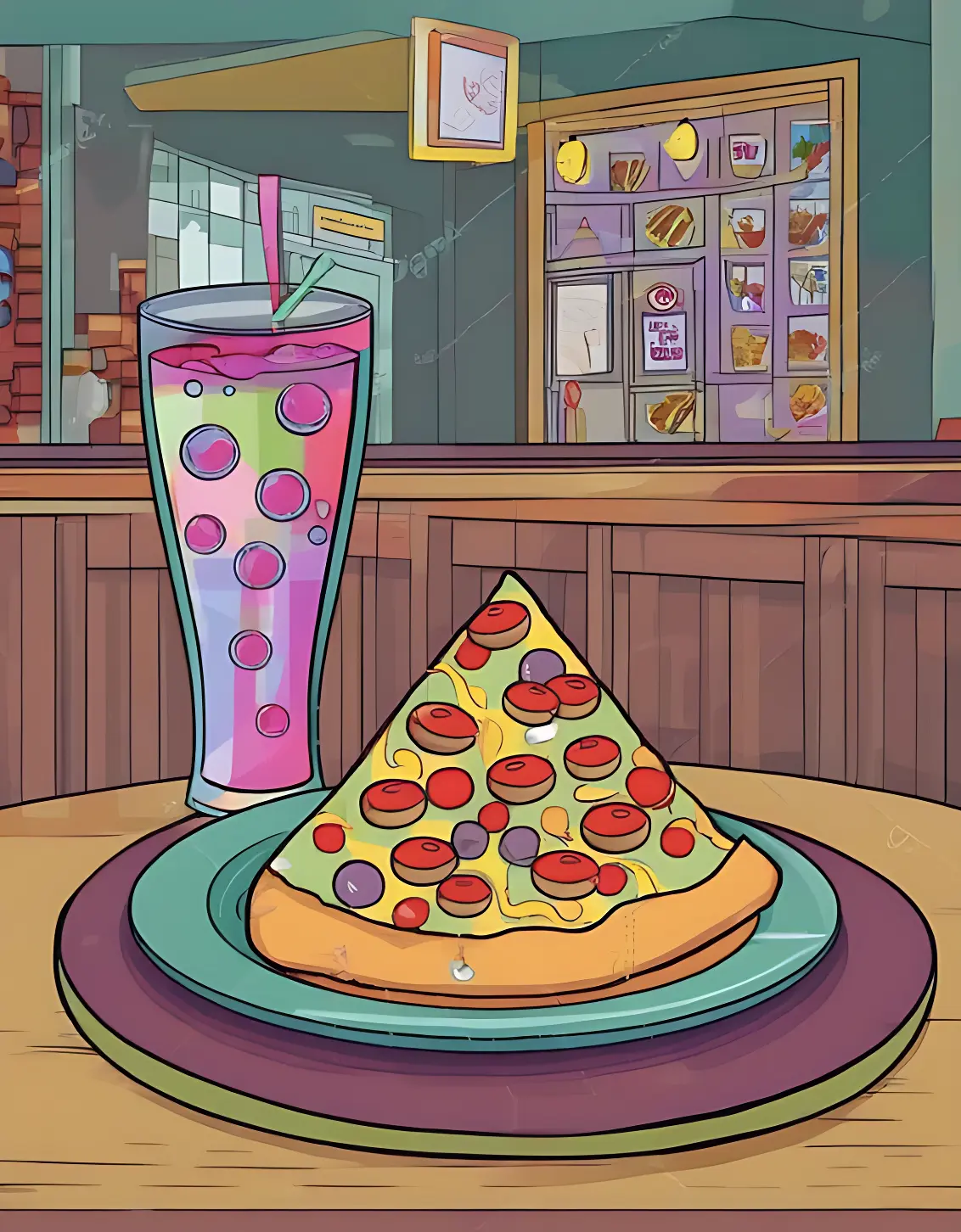 Essen Ausmalbilder - Pizza Ausmalbild