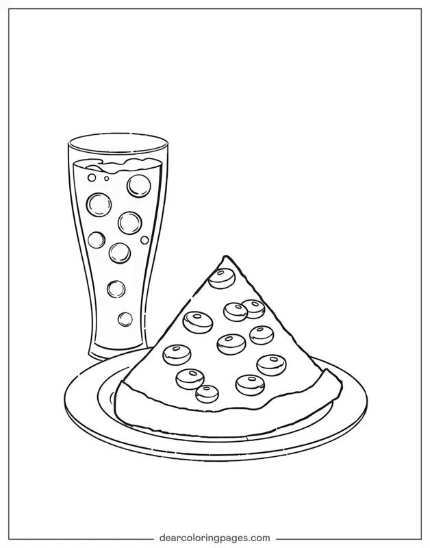 Coloriage de Pizza – Pizza et soda
