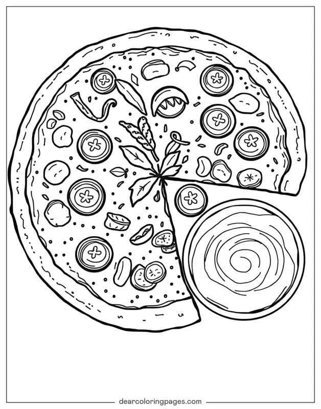 Coloriage de Pizza – Pizza avec sauce Ranch