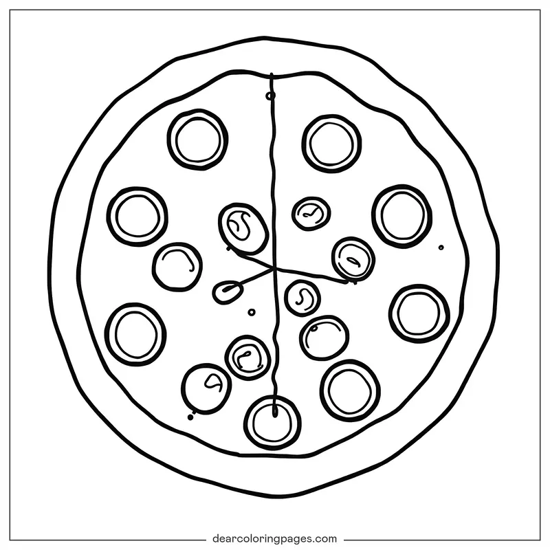 Coloriage de Pizza – Simple esquisse de pizza