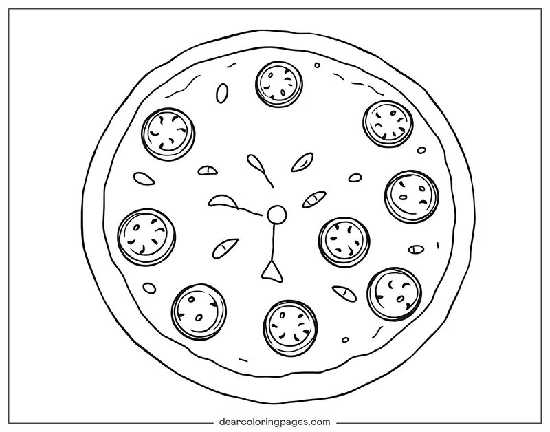 Coloriage de Pizza – Pizza pepperoni