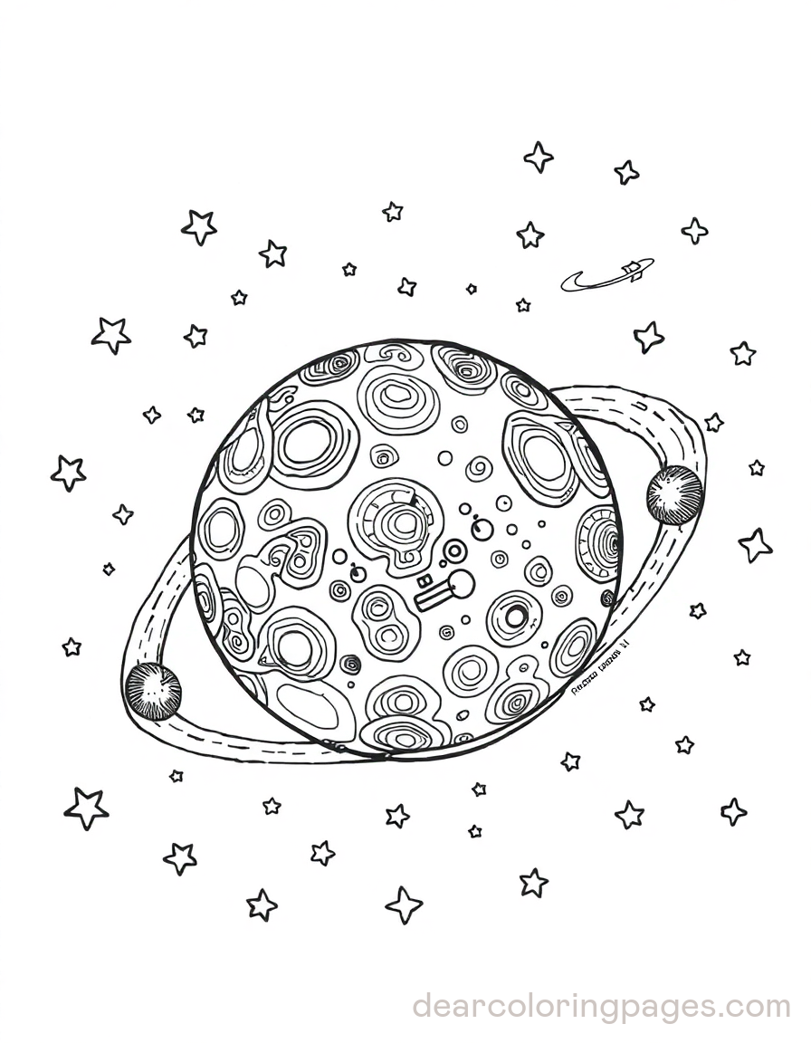 Planet with Intricate Patterns Coloring Page