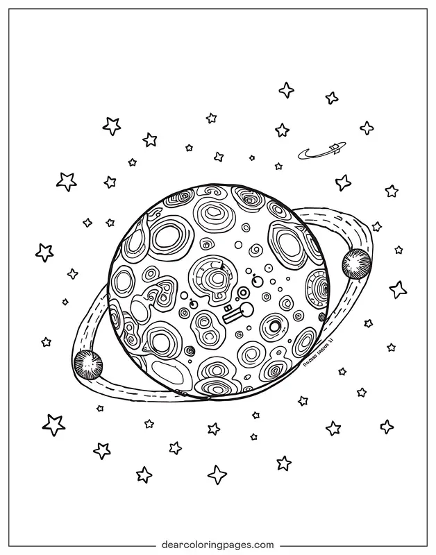 Patrón Dibujo para Colorear - Planeta con Patrones Intrincados