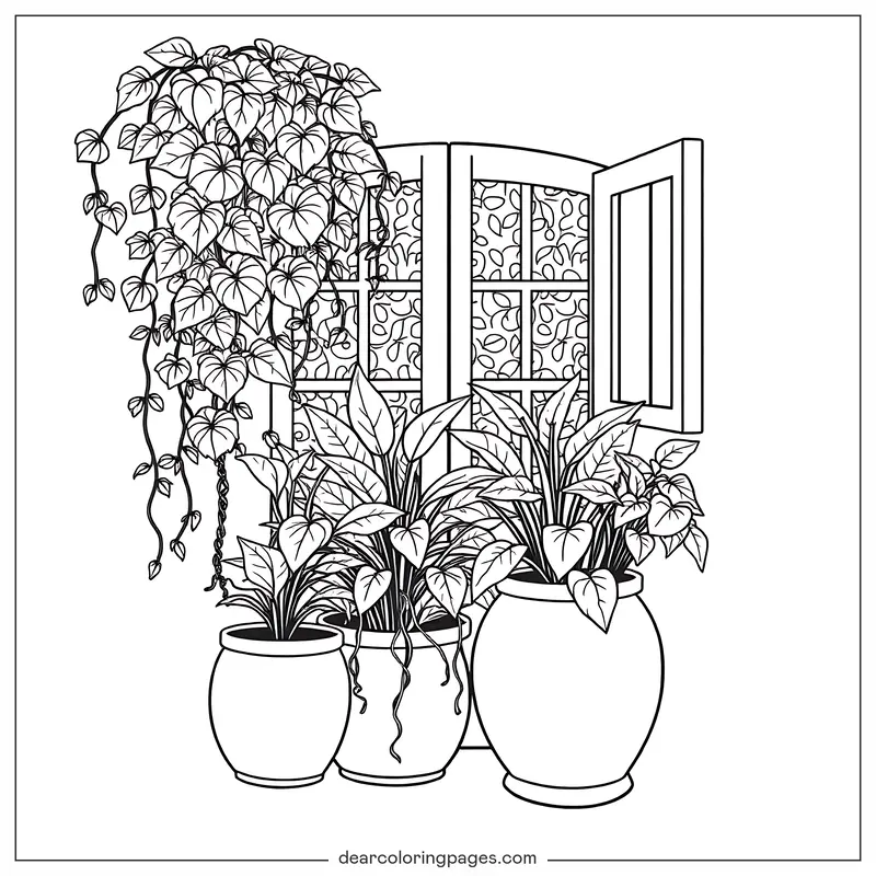 Foglia Disegno da Colorare - Piante d'appartamento